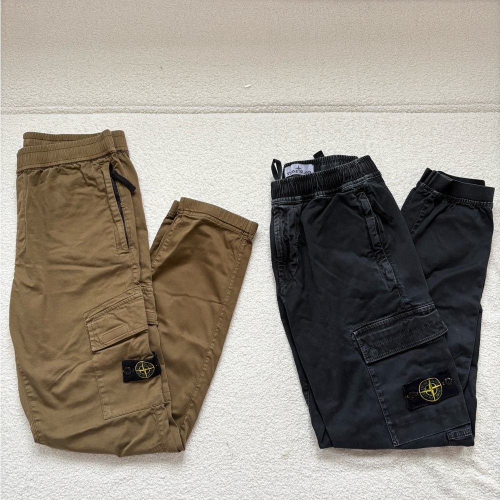 Stone Island Cargo Pants Black and Tan Drawstring waist